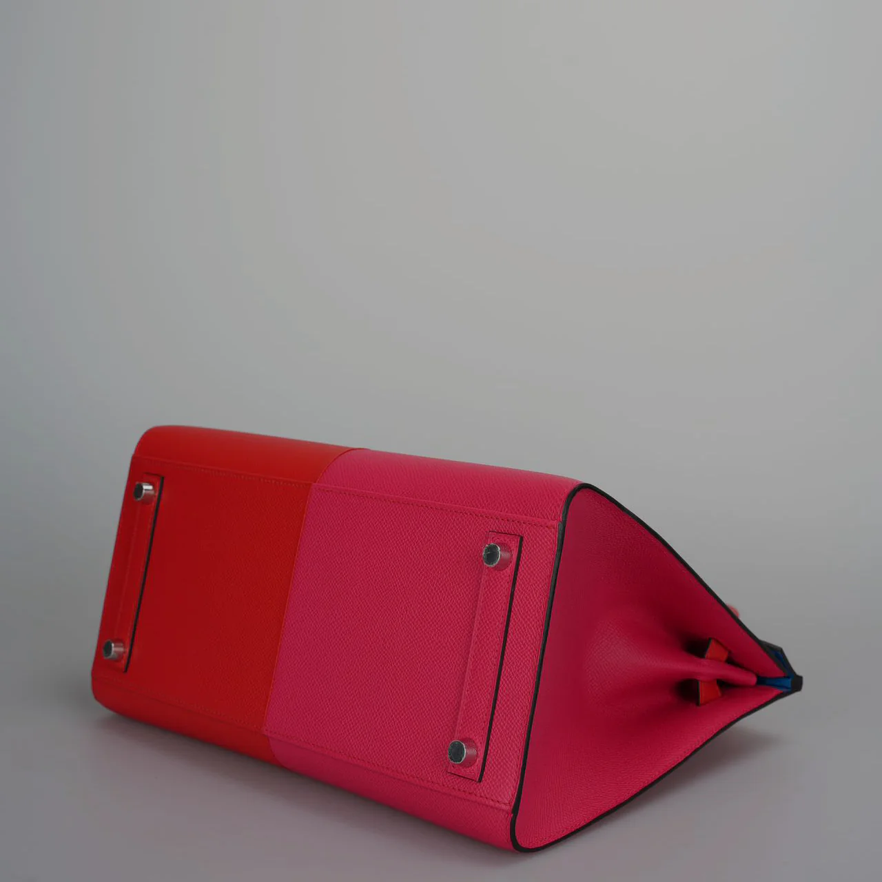 used-Hermes Epsom Casaque Birkin Sellier 30 Rouge Coeur Rose Extreme Bleu Zanziba with palladium Hardware-MILOURA