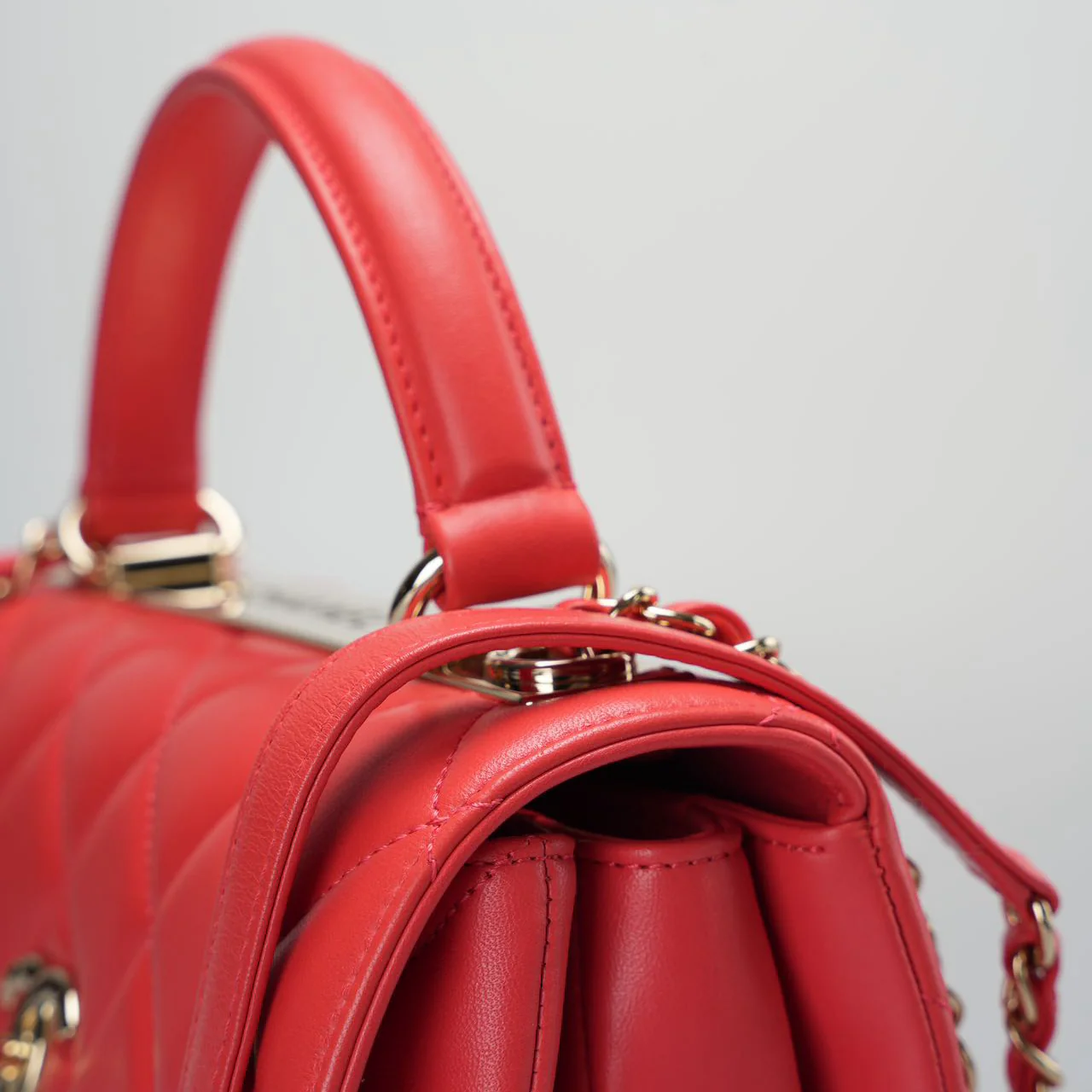 used-Chanel Red Small Trendy CC Bagin Lambskin Leather with Champagne Gold Hardware-MILOURA