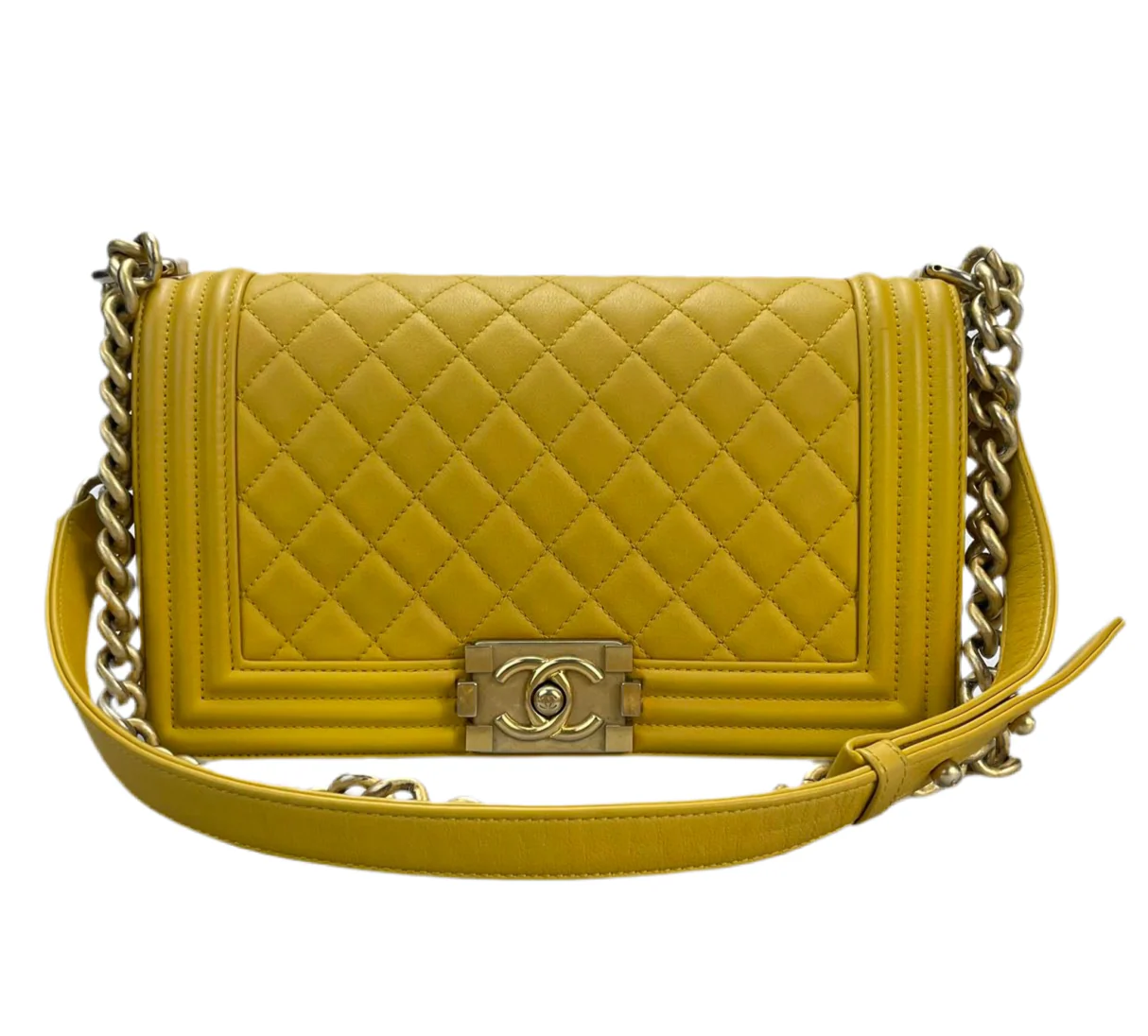 used-Chanel Leboy Medium in Lemon Yellow Bag with Gold Hardware-MILOURA