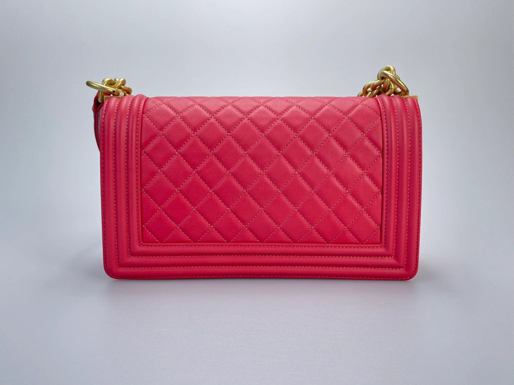 used-Chanel Medium Leboy Bag in Hot Pink with Gold Hardware-MILOURA