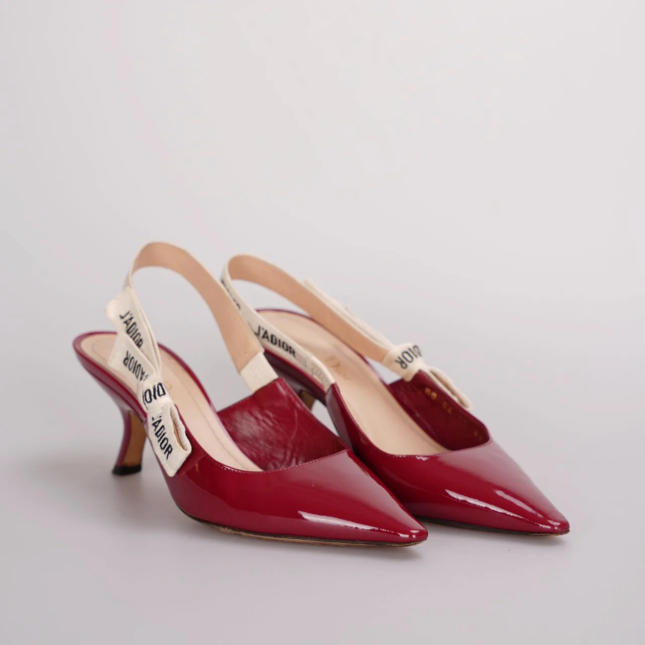 used-Christian Dior J'adior Patent Leather Slingback 6cm Pumps 37D Burgundy-MILOURA