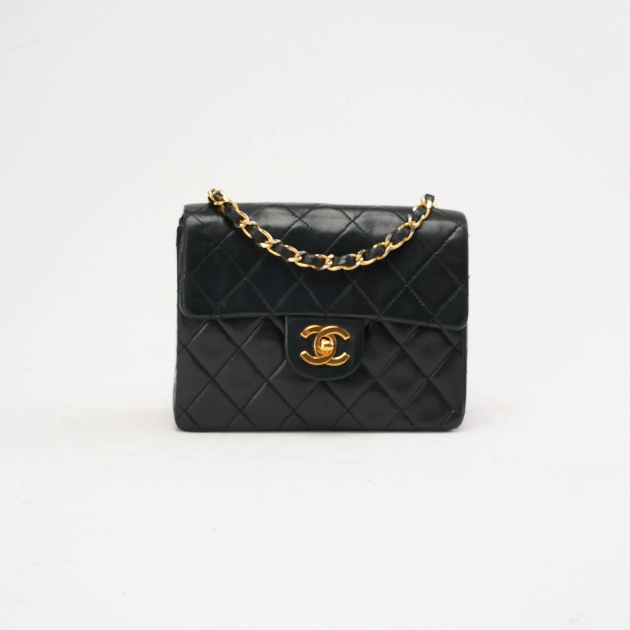 Chanel Vintage Mini Square Classic Flap Lambskin Black 1991