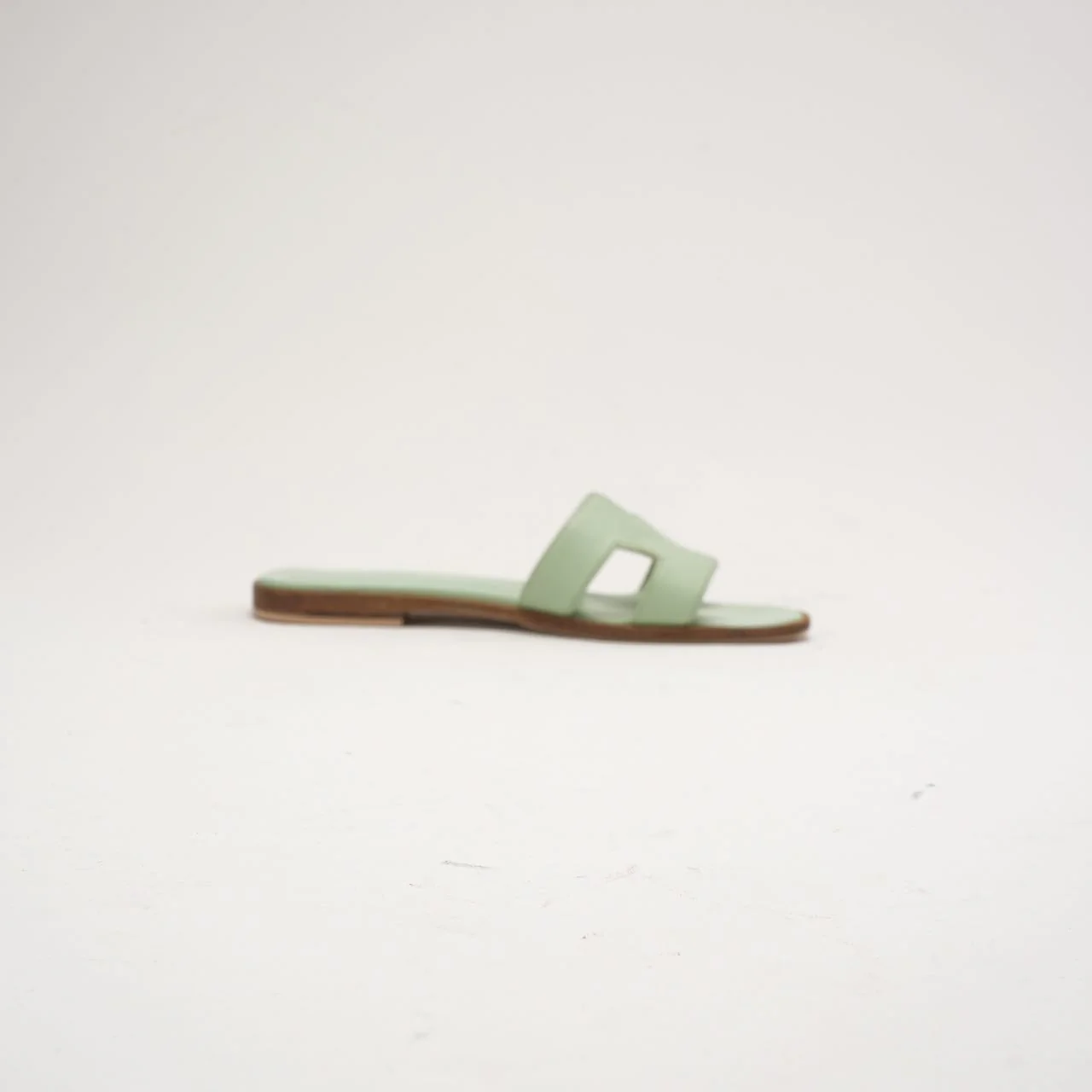 Hermes Vert Jade Epsom Leather Oran Sandals 38