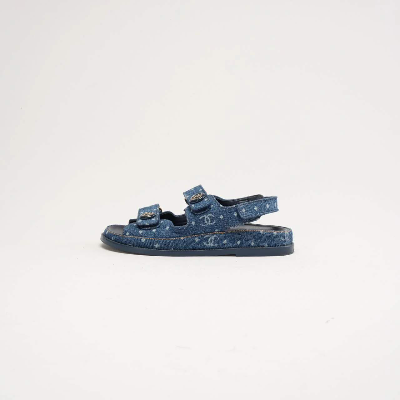 Chanel Blue Denim Dad Sandals Size 38.5