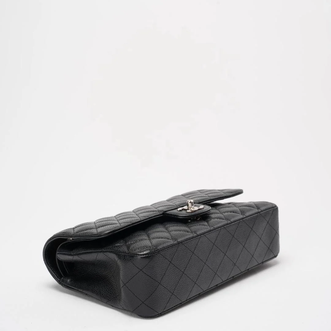 Chanel Black Quilted Caviar Medium Classic Double Flap Bag