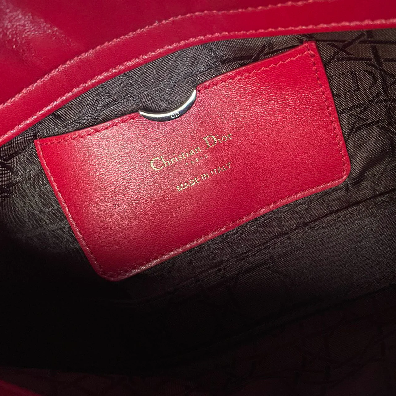 used-Dior Red Medium Lambskin Cannage Lady D-Joy Bag-MILOURA