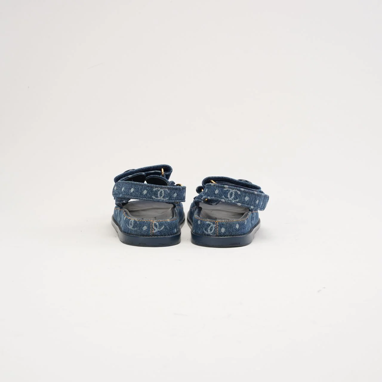 Chanel Blue Denim Dad Sandals Size 38.5
