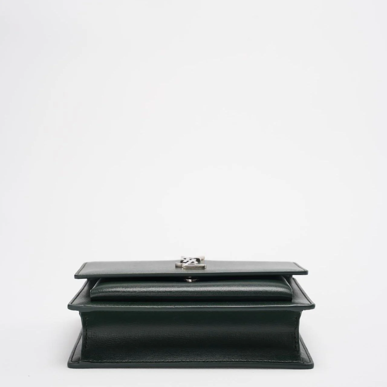 Saint Laurent Sunset Wallet on Chain Mini Olive Green with Silver Tone Hardware