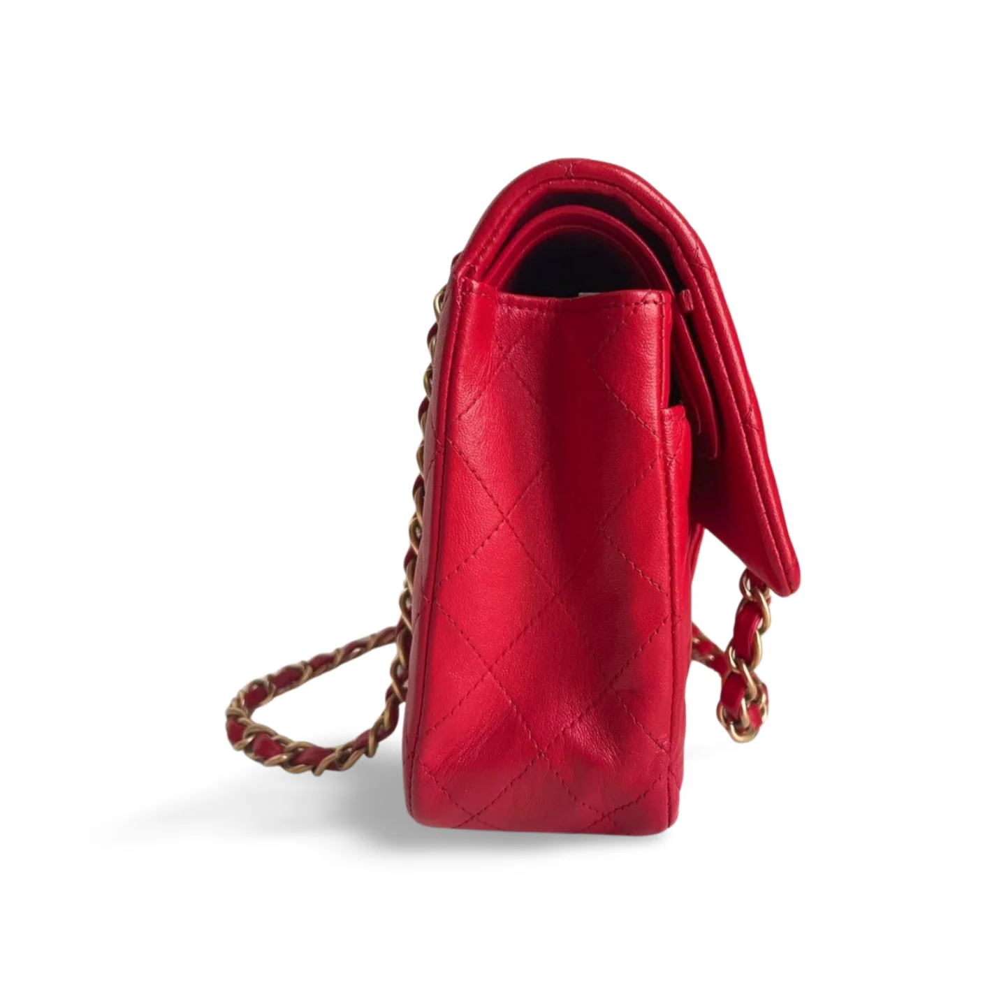 used-Chanel Red timless Flap Bag With Gold Hardware-MILOURA