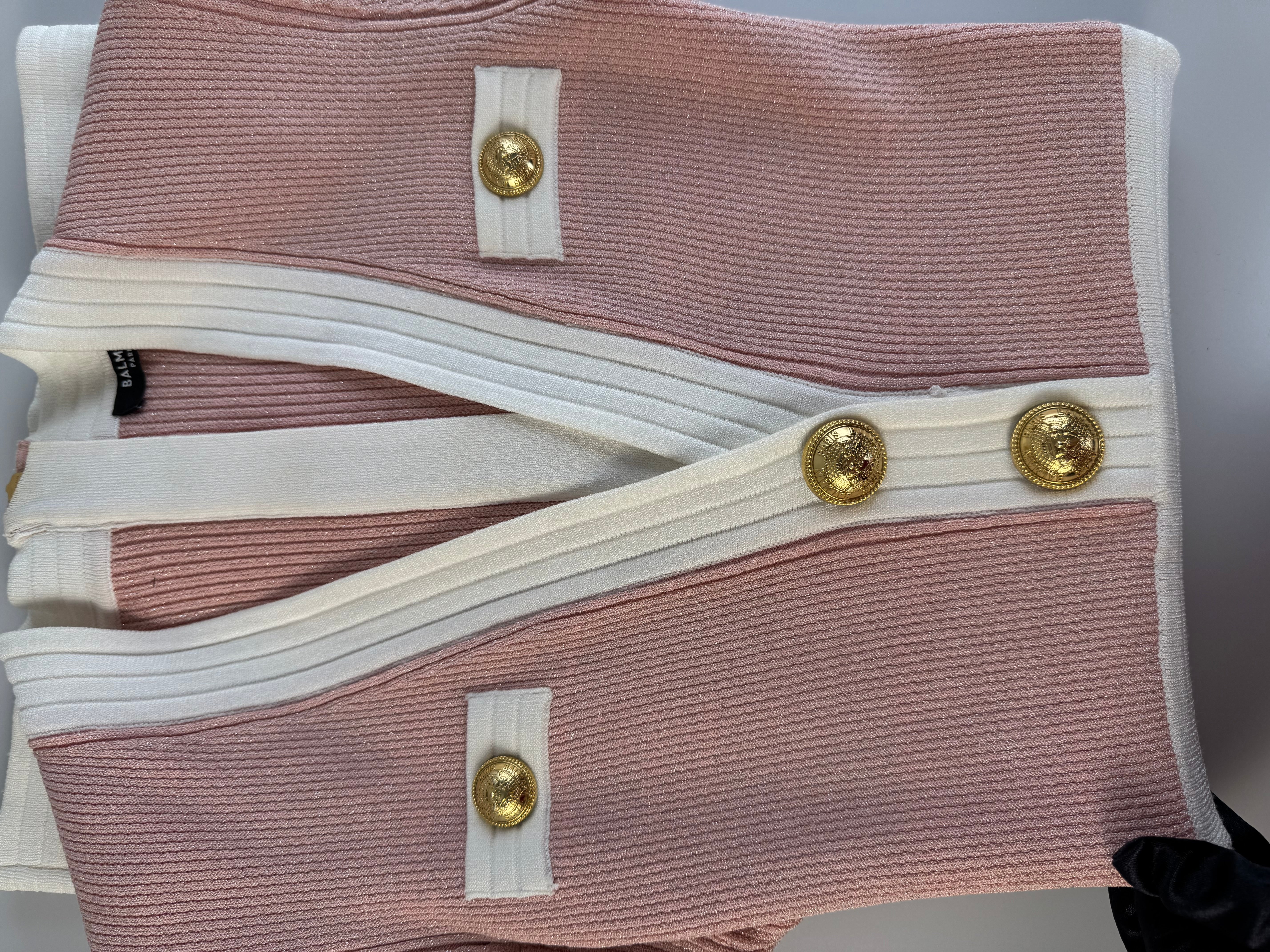 used-Balmain pink white dress FR 34-MILOURA