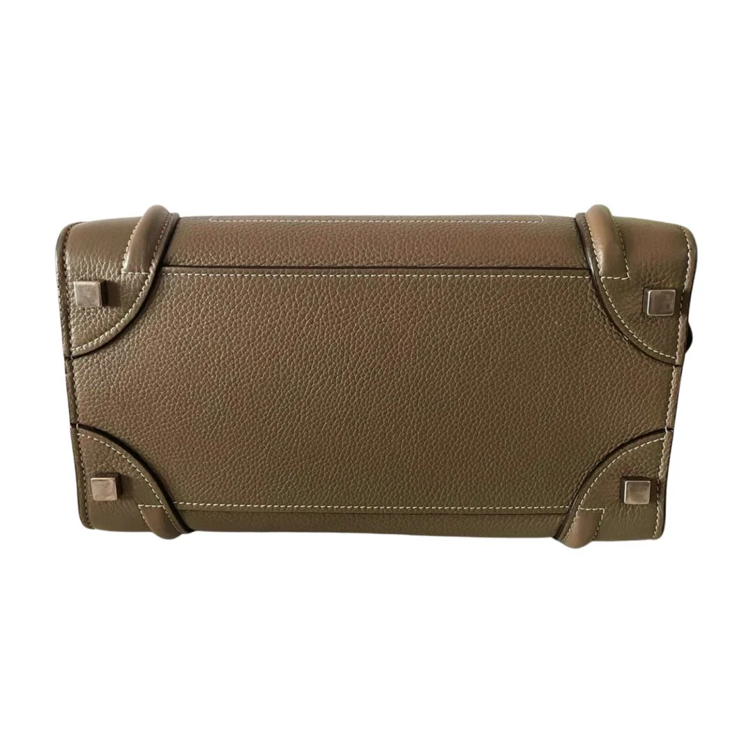 used-CELINE Micro Luggage leather handbag in Grey-MILOURA