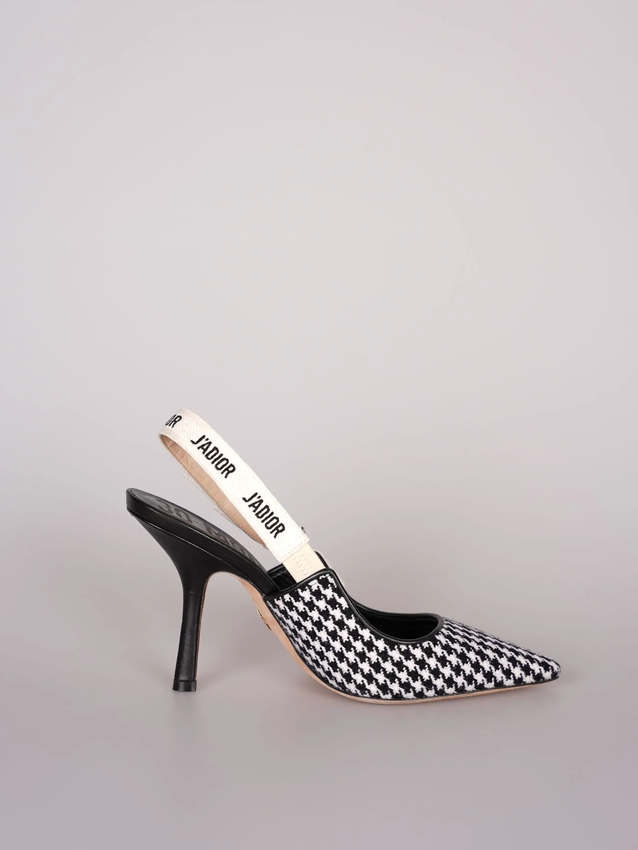 used-Dior J'Adior sandals in black and white houndstooth canvas size 38-MILOURA