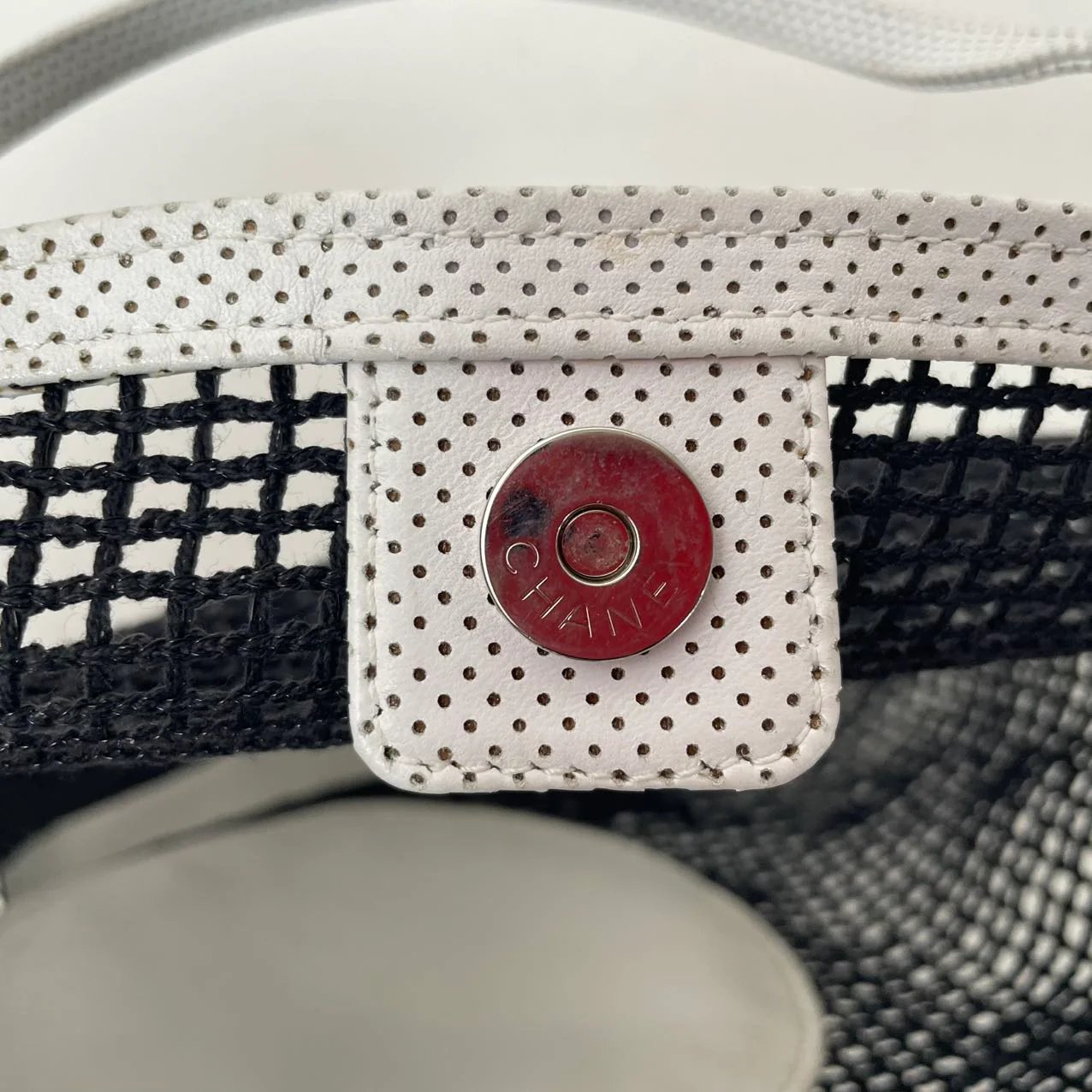 Chanel Vintage Tennis Shopper Tote Bag Black / White 2004