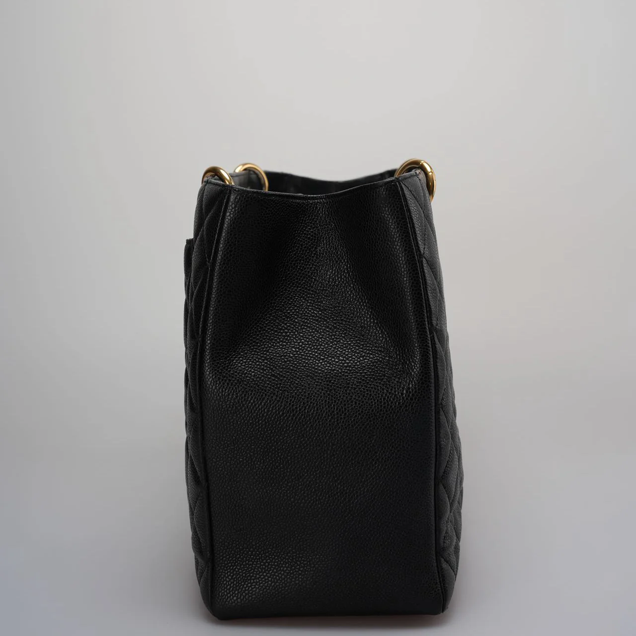 used-Chanel Large Grand Shopping Tote Black GST Bag in Caviar Leather with Gold Hardware-MILOURA