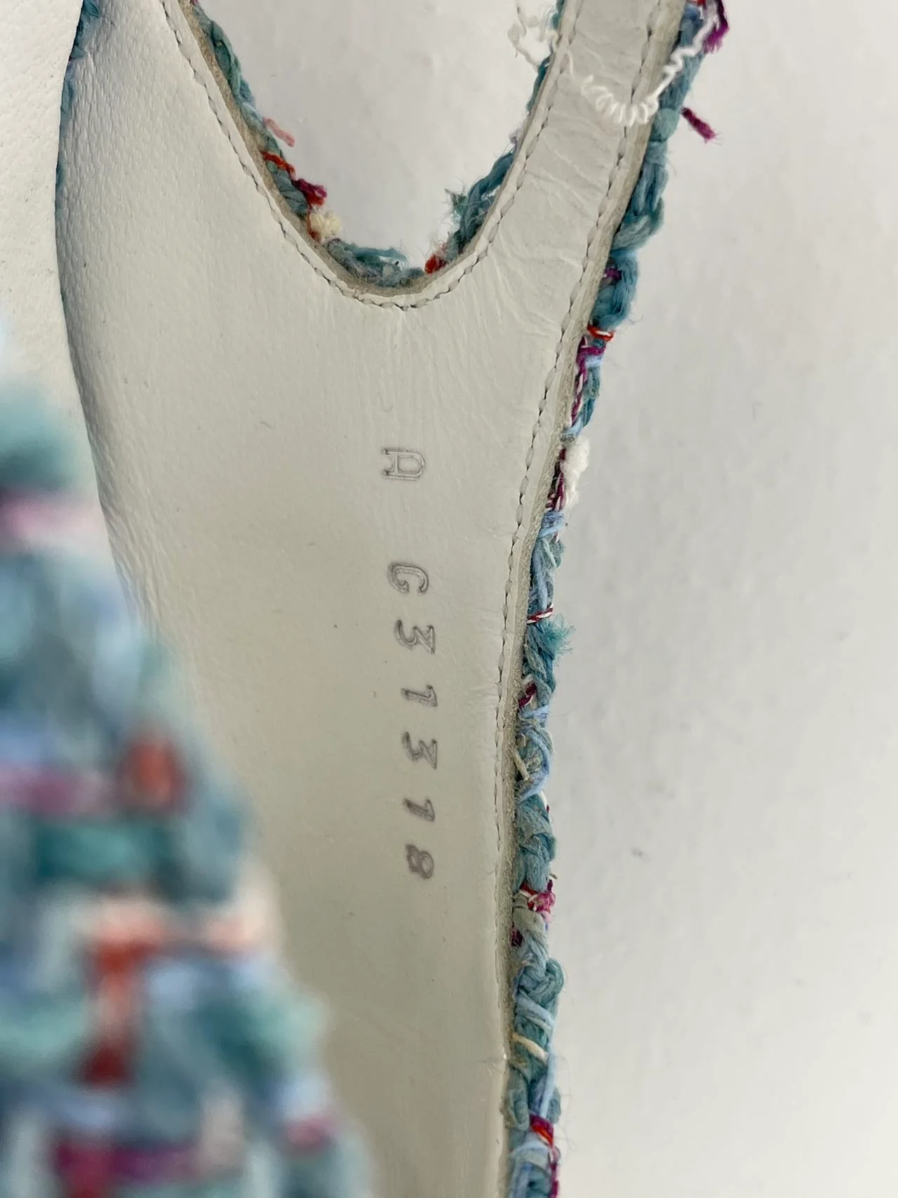 used-Chanel tweed slingback Tiffany blue pumps 38-MILOURA