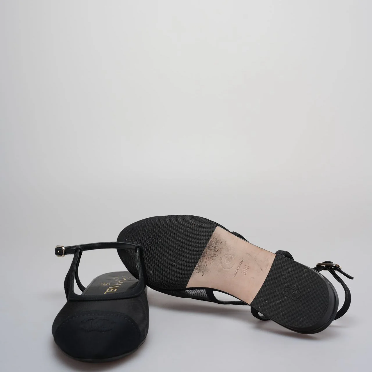 used-Chanel Slingback Sandals size 39 in Black-MILOURA