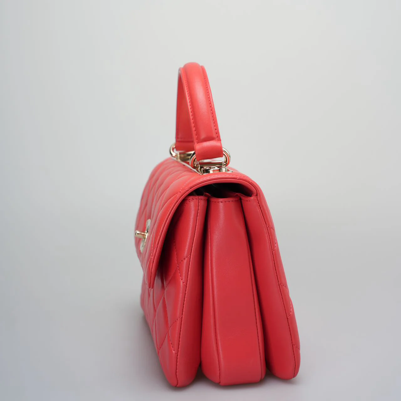 used-Chanel Red Small Trendy CC Bagin Lambskin Leather with Champagne Gold Hardware-MILOURA