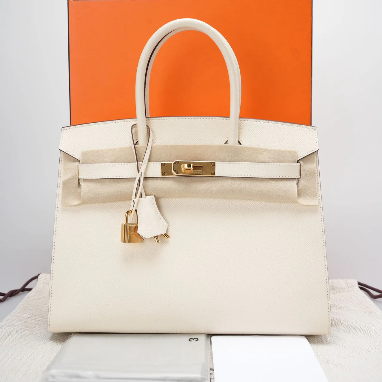 Hermes Birkin 30 sellier Bag In Nata Epsom Leather with Gold Hardware-Best Replica Handbags Store front 