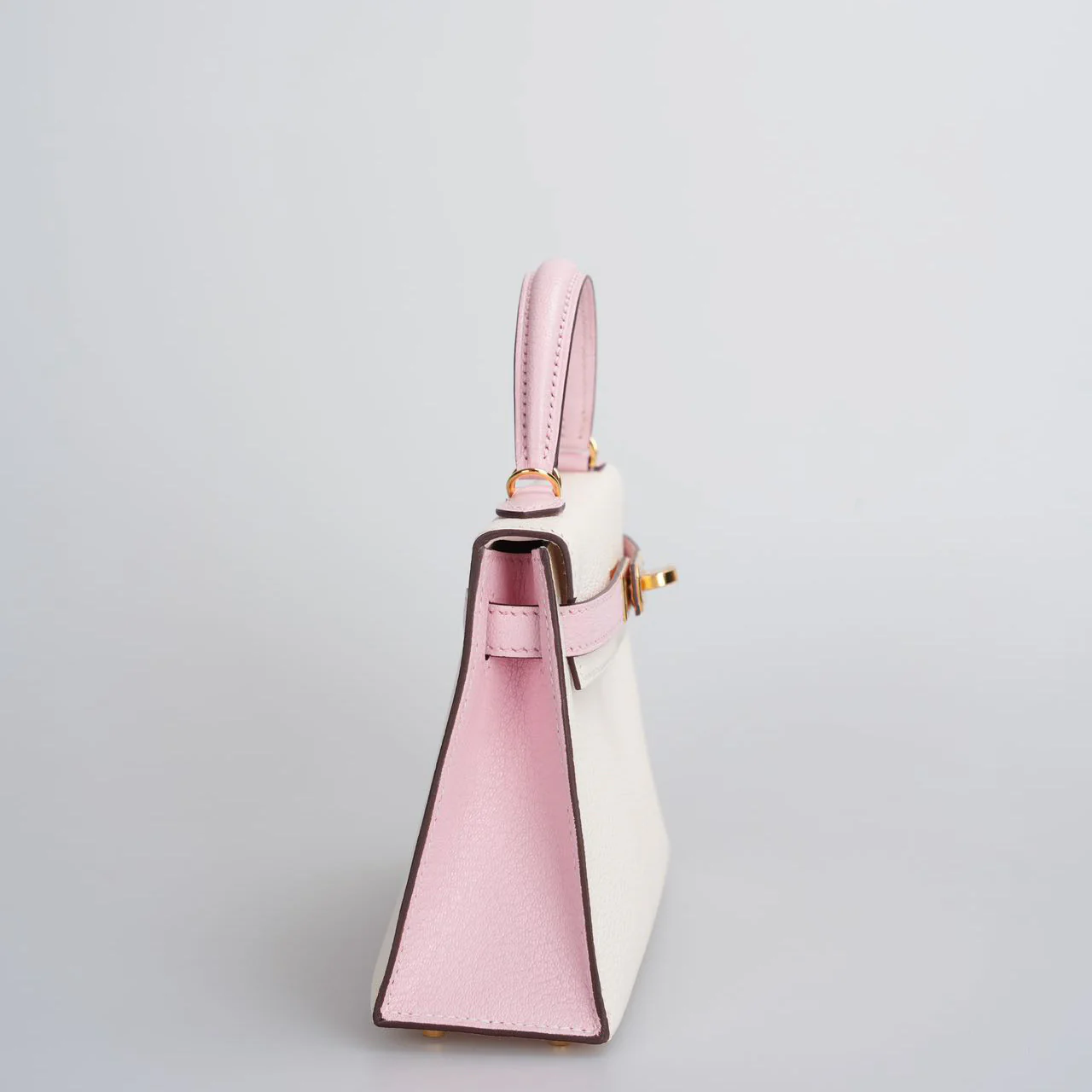 used-Hermes Mini Kelly 20cm HSS In Chèvre mysore Nata with Rose Sakura-MILOURA