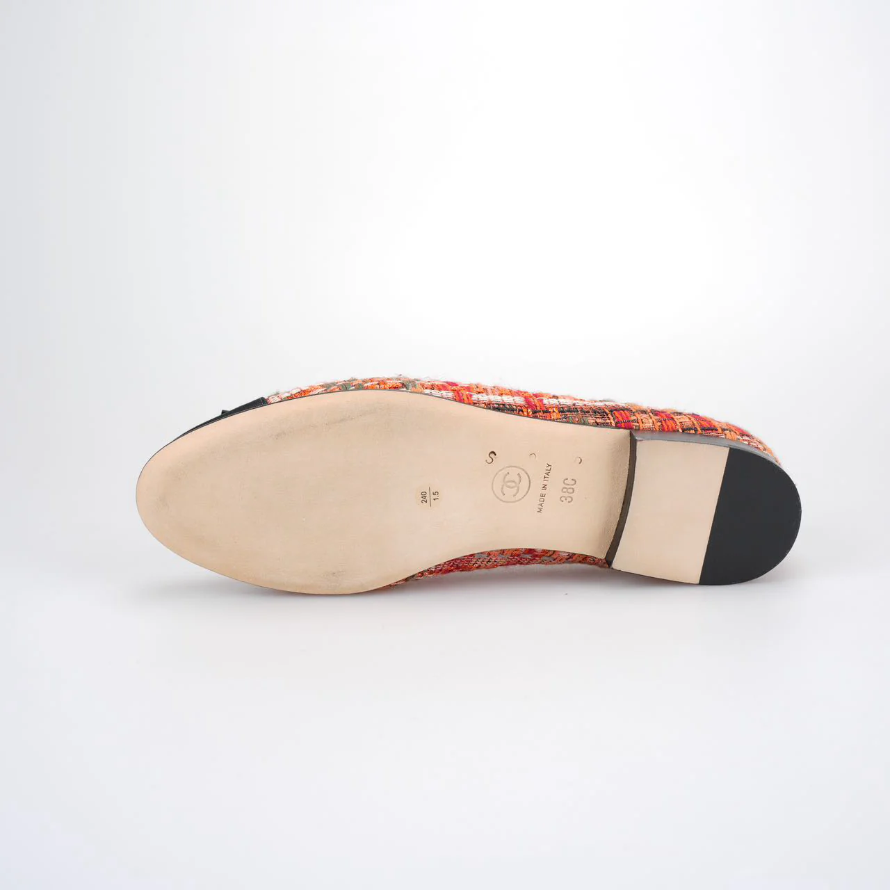 used-Chanel Ballet Flats Multicolor Fabric and Leather CC 38-MILOURA