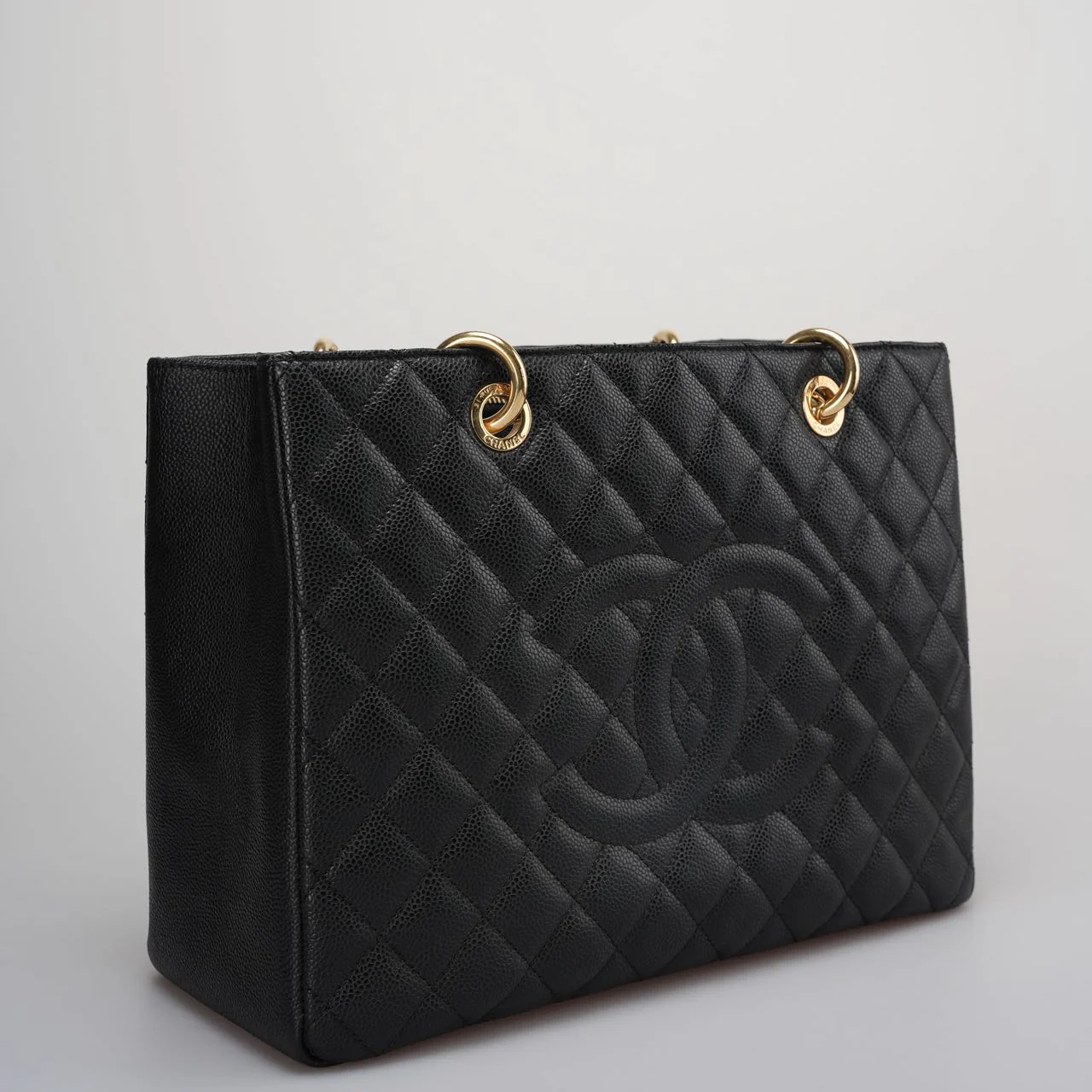 used-Chanel gst Grand Shopping Tote Black Bag in Cavier Leather with Gold Hardware from 2014-MILOURA