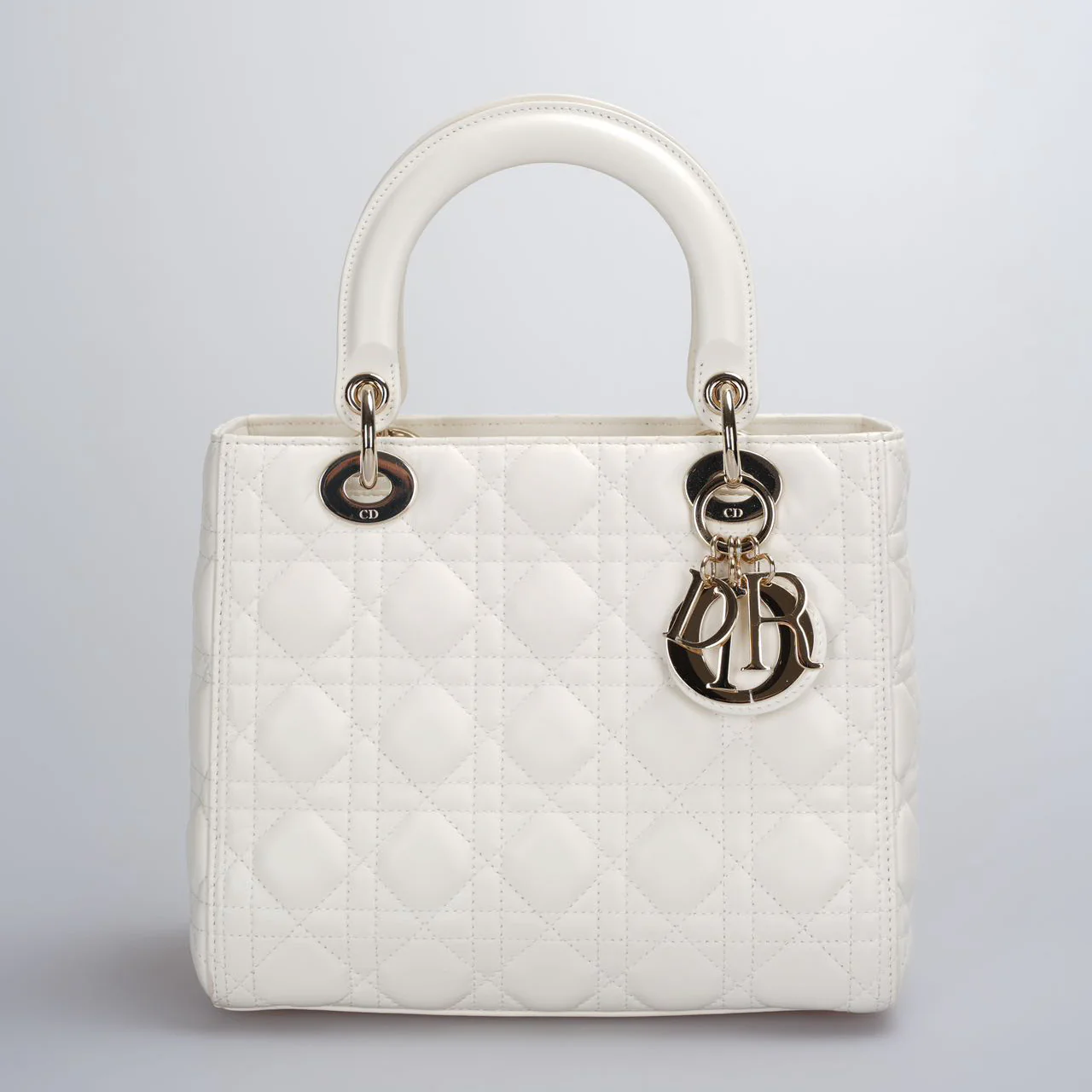 used-Christian Dior White Lady Dior Medium Bag-MILOURA
