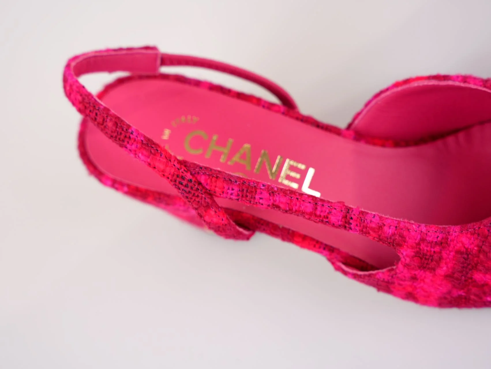 used-Chanel Pink/Black Tweed and Canvas CC Slingback Pumps Size 36.5C-MILOURA