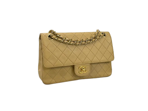 used-Chanel Beige Vintage Timeless Flap Bag Medium-MILOURA