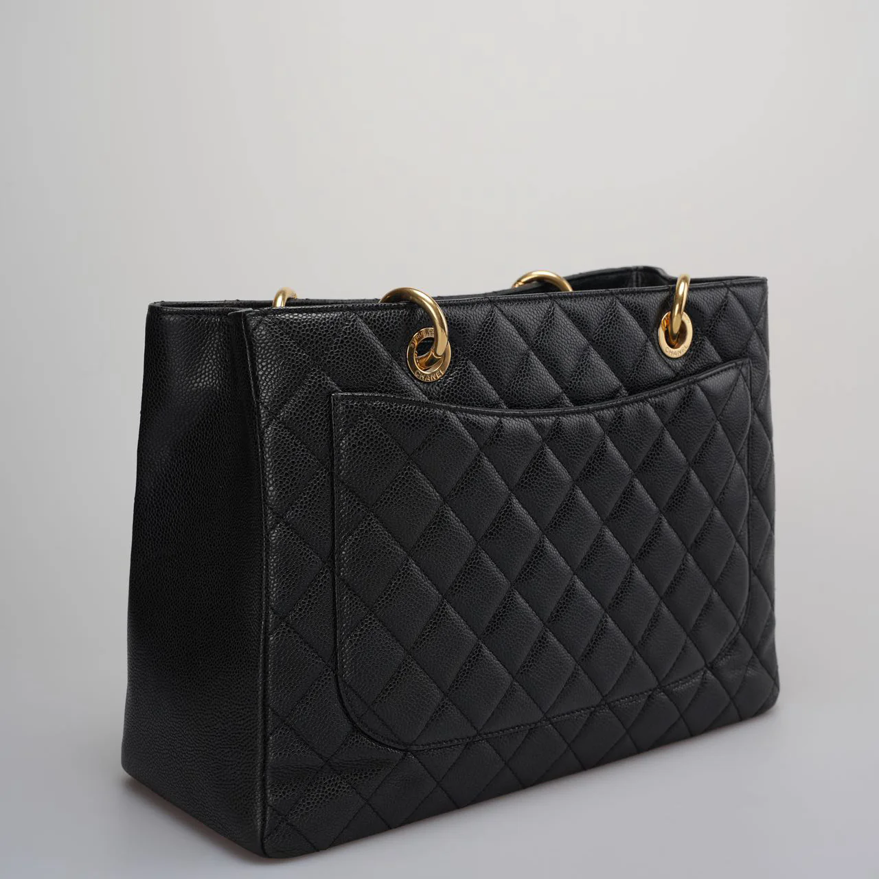 used-Chanel Medium Grand Shopping Tote Black GST Bag in caviar Leather with Gold Hardware from 2013-MILOURA