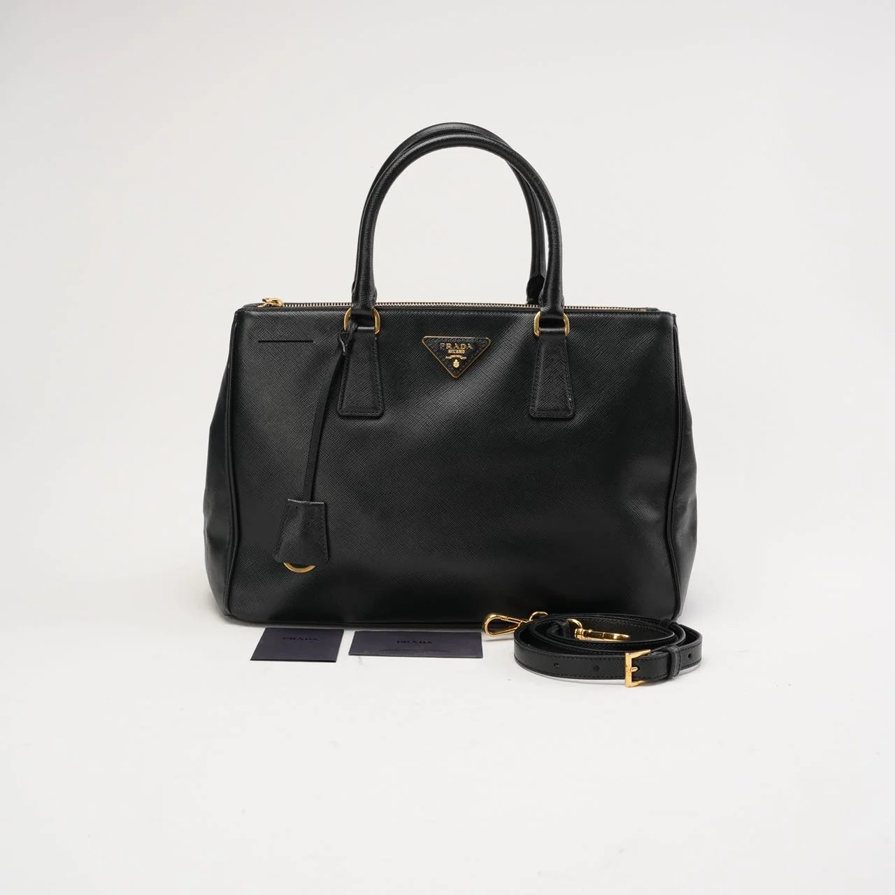 Prada Saffiano Medium Galleria Zip Tote Leather Black
