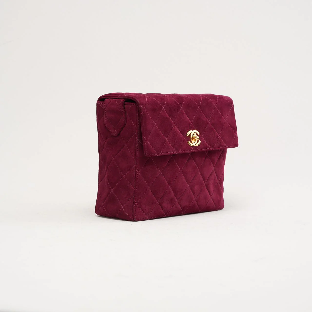 Chanel Vintage Burgundy Red Velvet Mini Square Flap Bag 1997