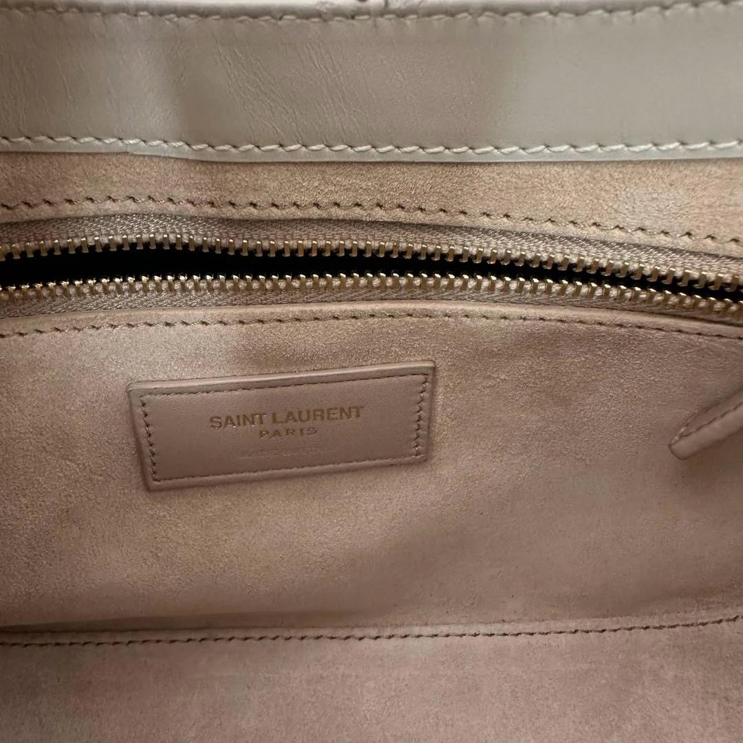 Saint Laurent Paris Le 5 to 7 White Smooth Leather Bag