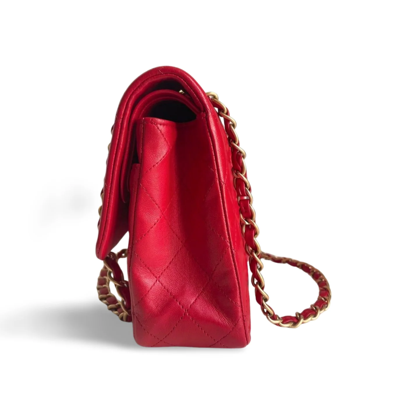 used-Chanel Red timless Flap Bag With Gold Hardware-MILOURA