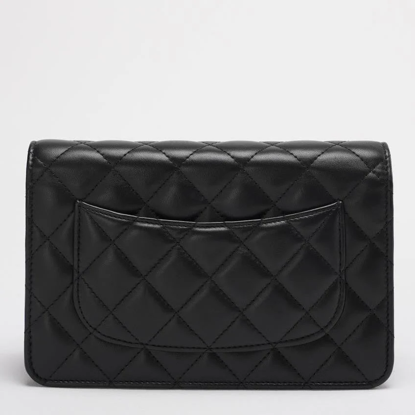 Chanel Wallet on Chain (WOC) Black Cross Body Bag Lambskin Leather Silver Hardware 2017 Back