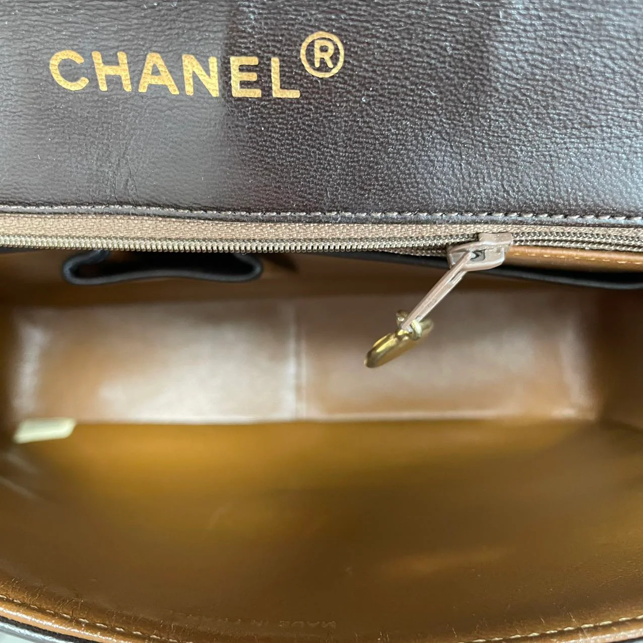 Chanel Vintage Brown Two-Tone Classic Flap Bag 1991