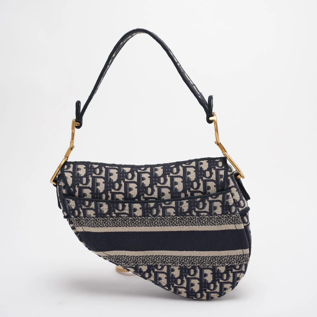 Dior Saddle Bag Blue Oblique Embroidery Bag Medium with Shoulder Strap 2021 BACK