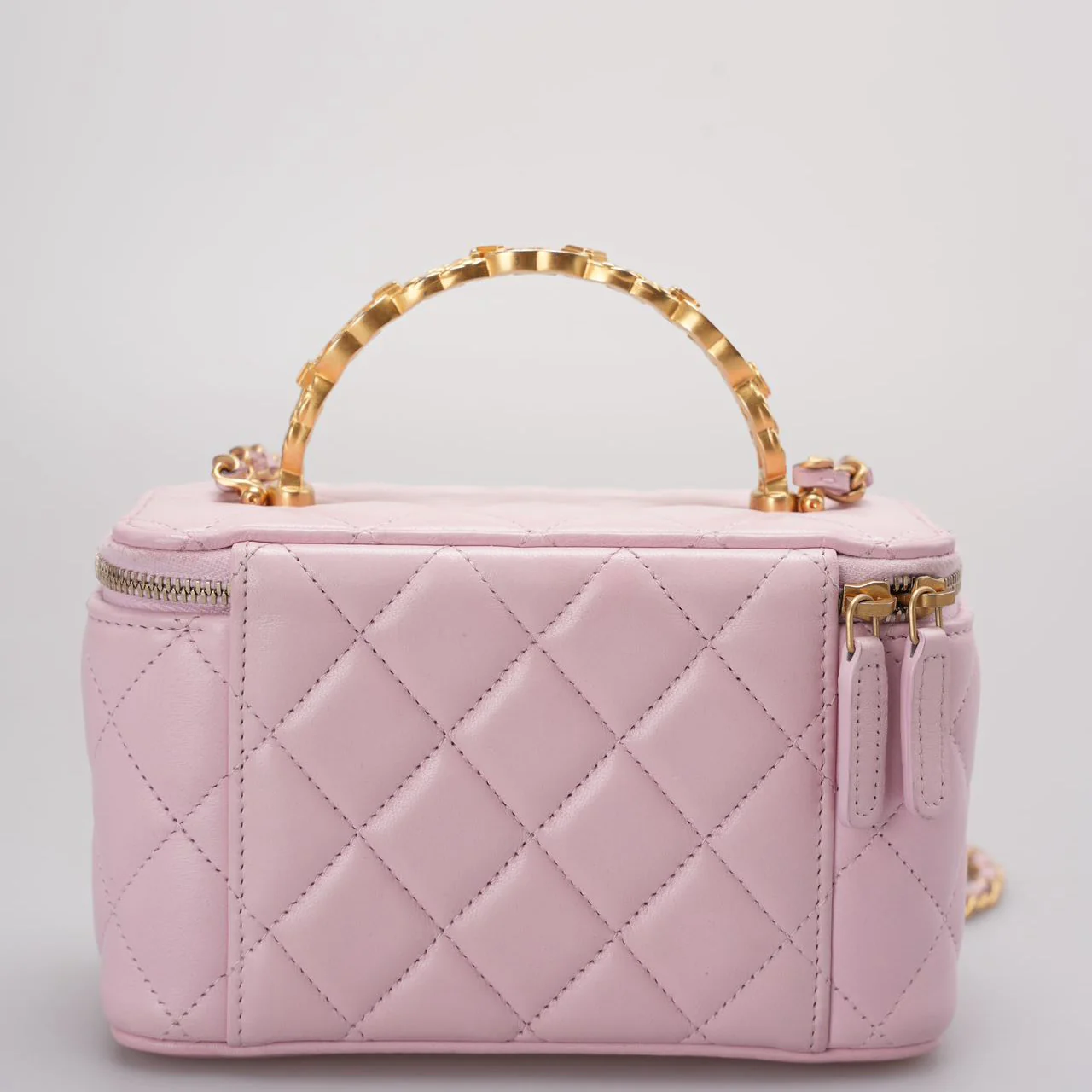 Chanel Vanity Case Pink Quilted Lambskin with Crystal Handle from 2024