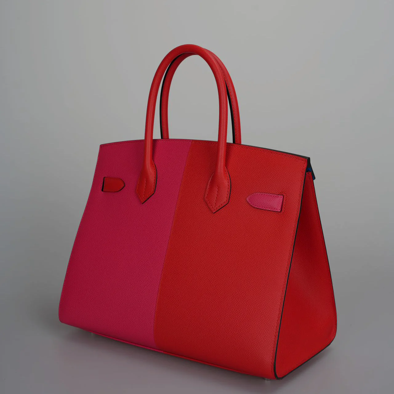 used-Hermes Epsom Casaque Birkin Sellier 30 Rouge Coeur Rose Extreme Bleu Zanziba with palladium Hardware-MILOURA