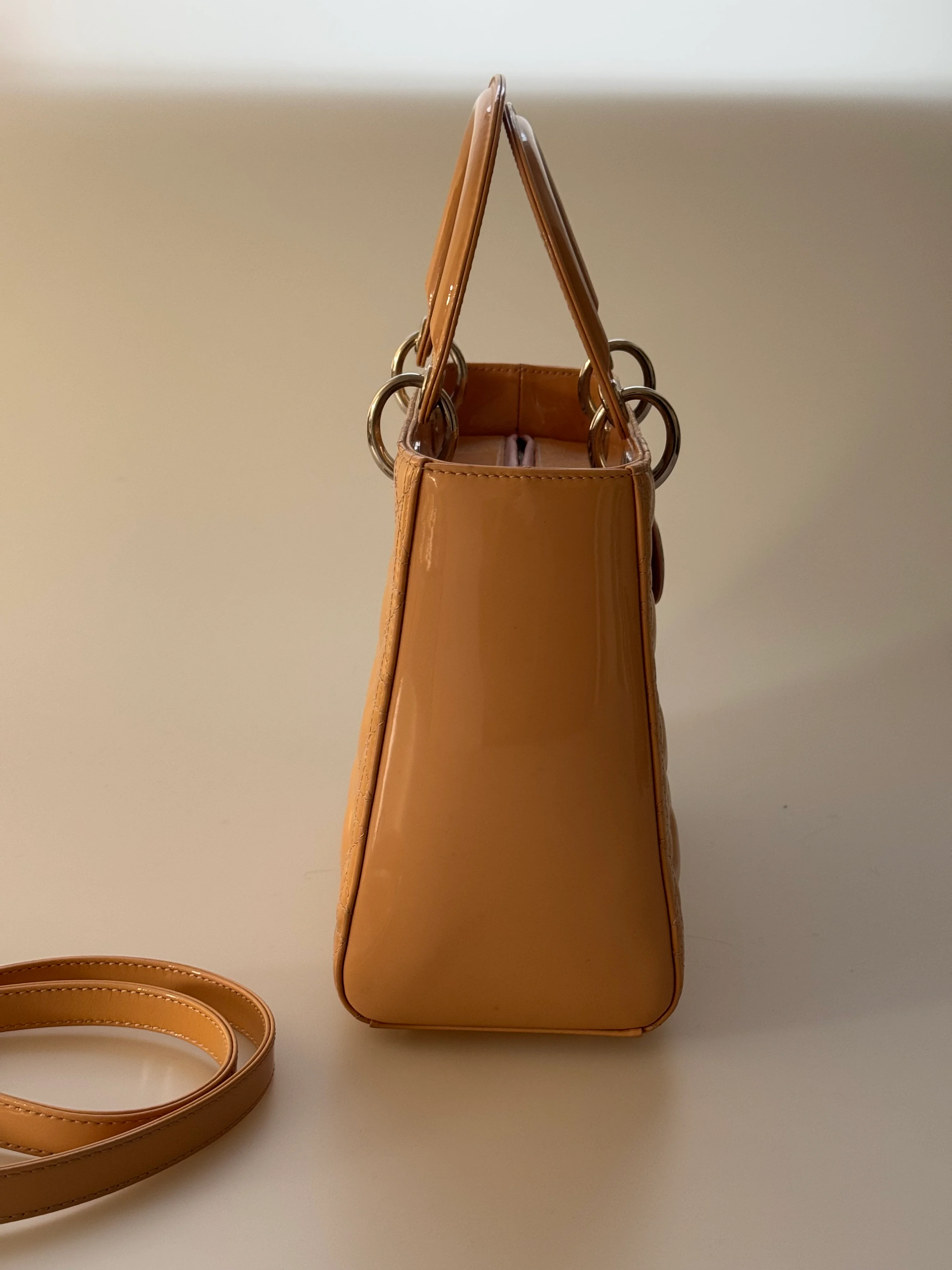 used-Christian Dior Lady Dior bag medium light beige-MILOURA