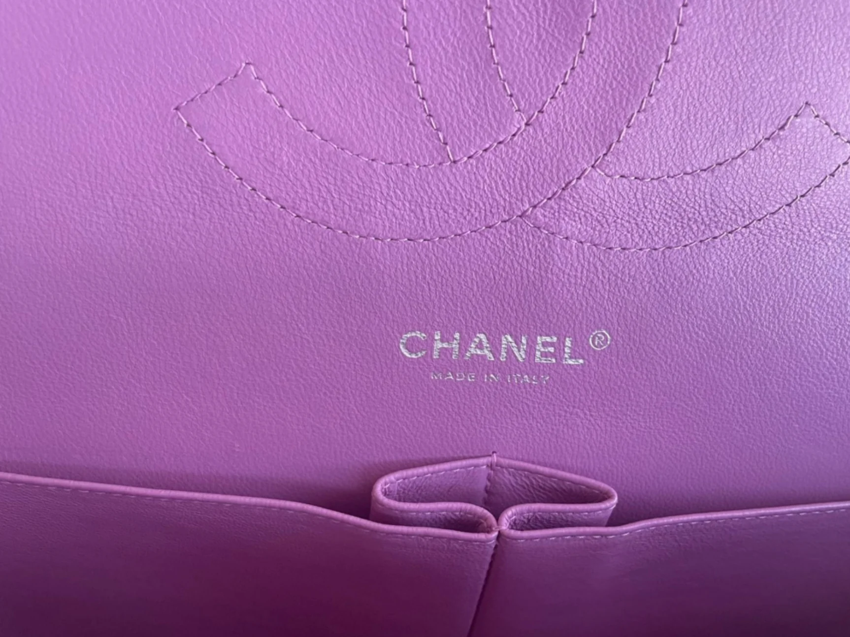 used-Chanel Purple Jumbo Classic Double Flap Bag in Lambskin Leather with Silver Hardware-MILOURA