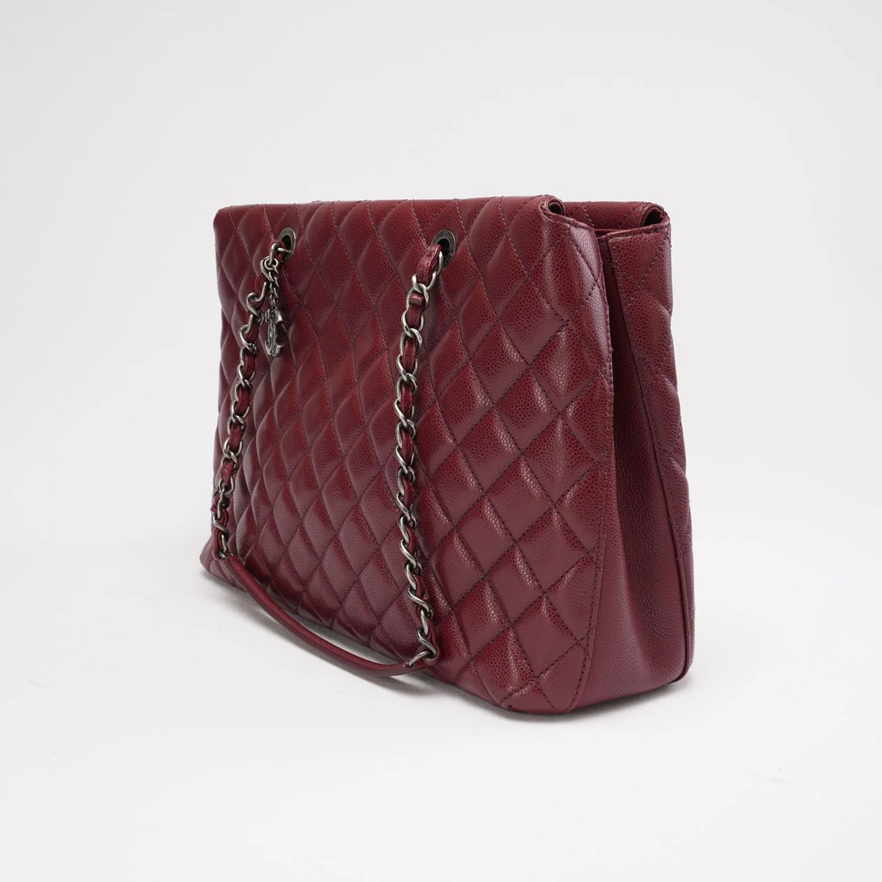 Chanel Burgundy Red Caviar Leather City Shopping Tote Bag 2016