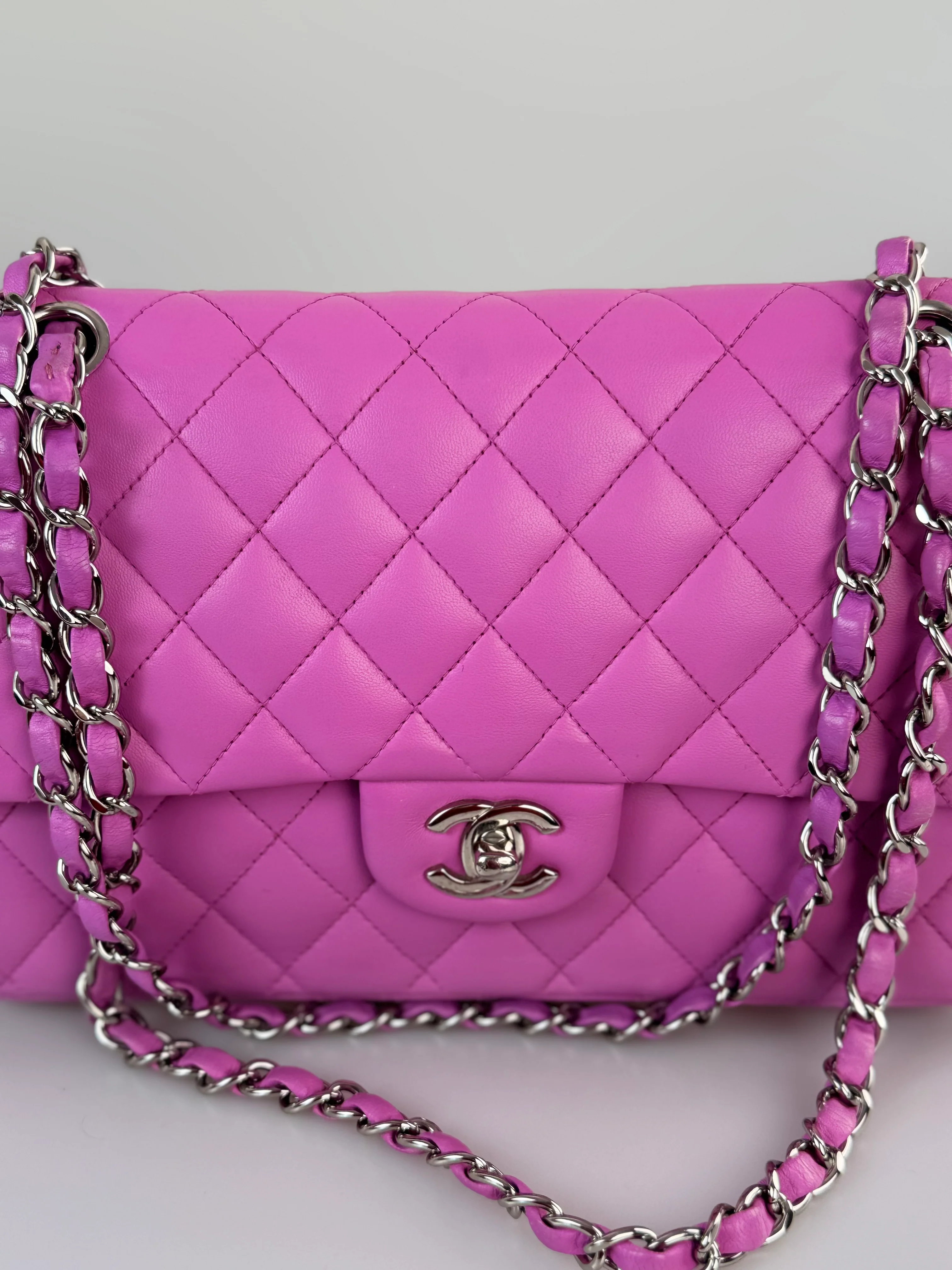 used-Chanel purple medium timeless flap bag-MILOURA