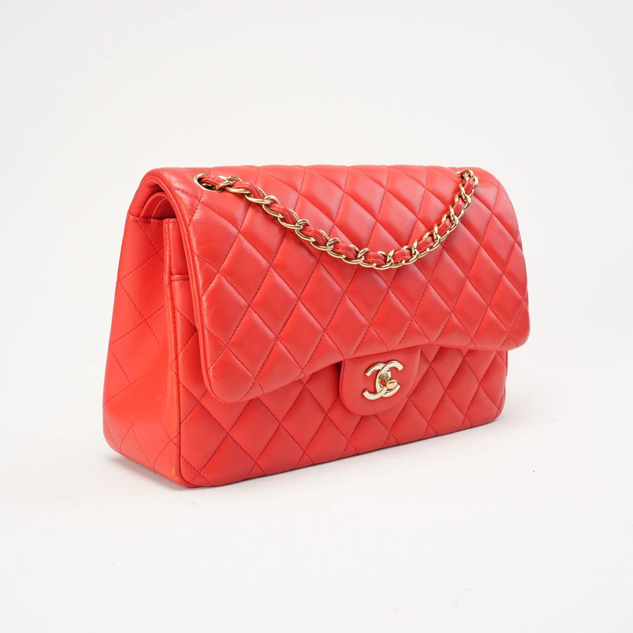 Chanel Classic Jumbo Double Flap Lambskin Red 2017
