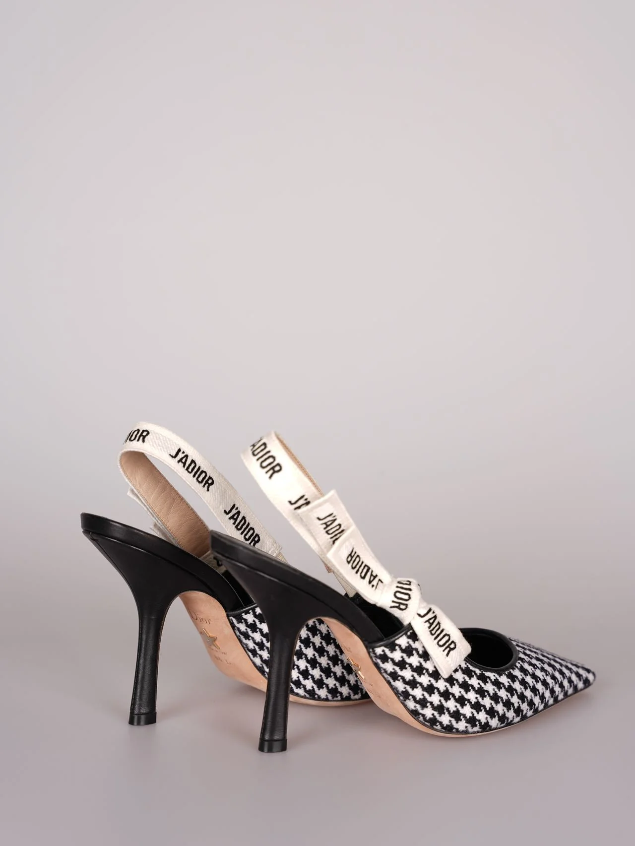 used-Dior J'Adior sandals in black and white houndstooth canvas size 38-MILOURA