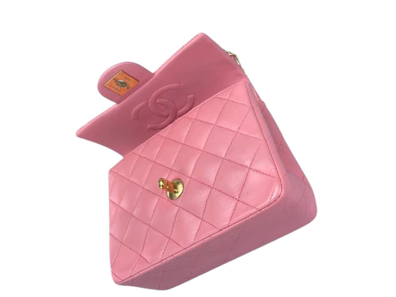 used-Chanel Vintage Rose Pink Classic Mini Square Flap Bag in Lambskin with Gold Hardware-MILOURA