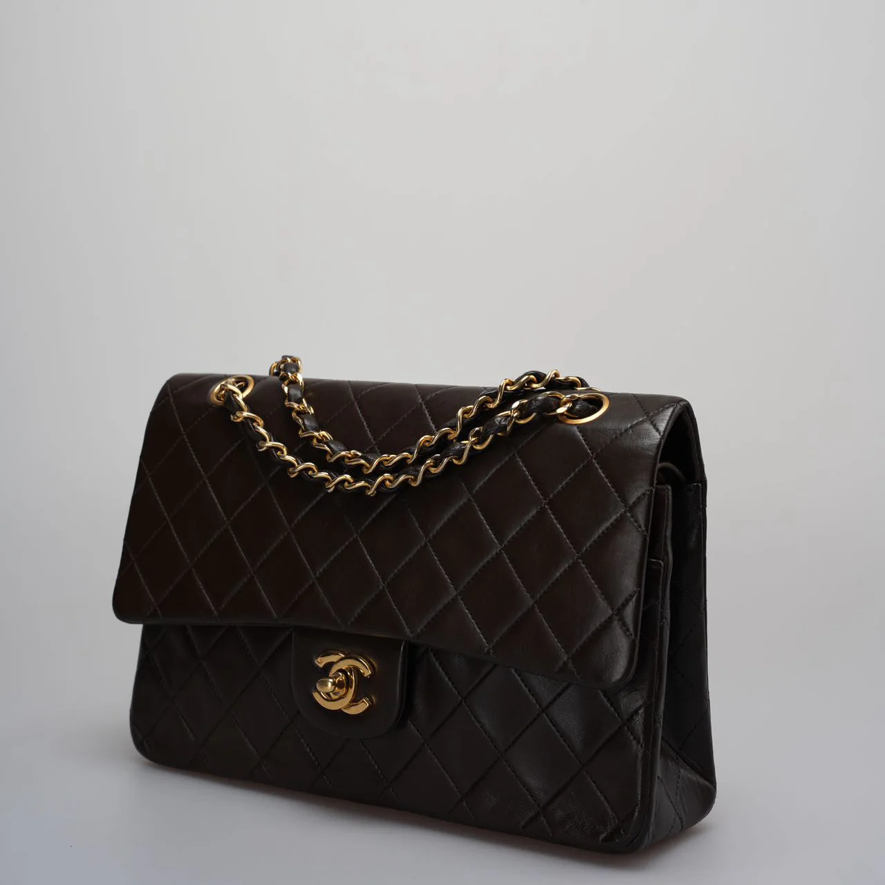 used-Chanel Vintage timeless Flap Bag in Chocolate Brown With Gold Hardware 24k Gold Hardware-MILOURA