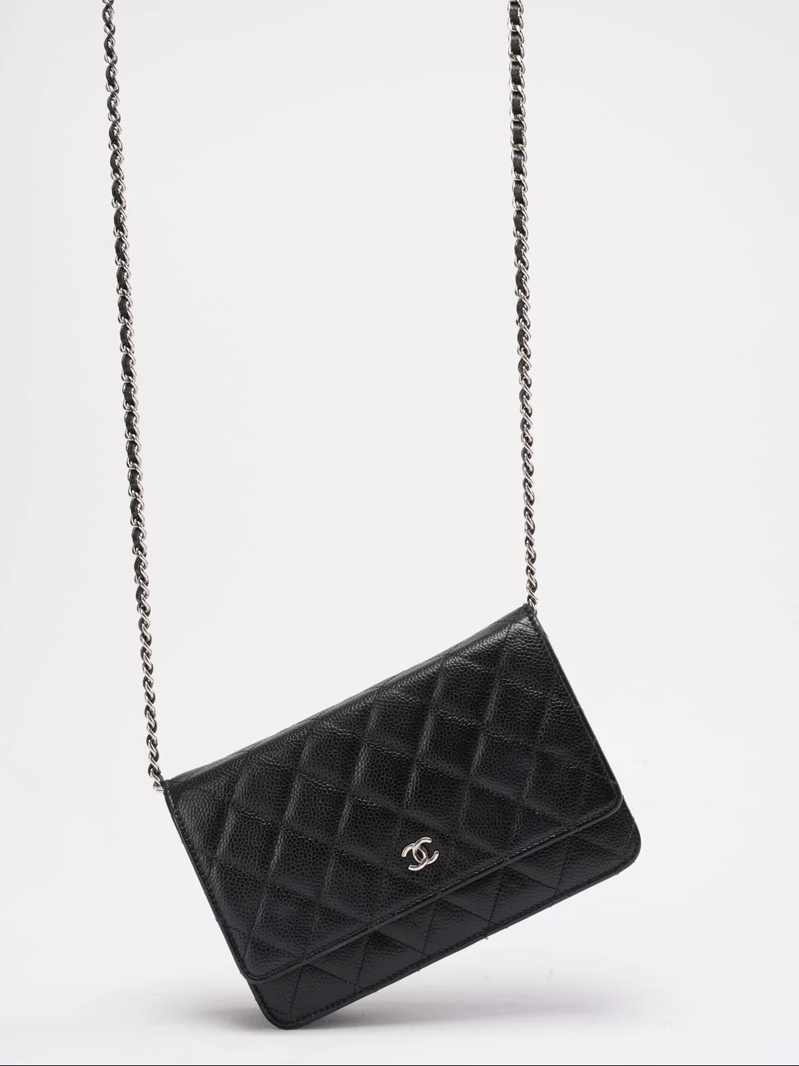 Chanel Black Caviar Leather Wallet on Chain(WOC) 2014