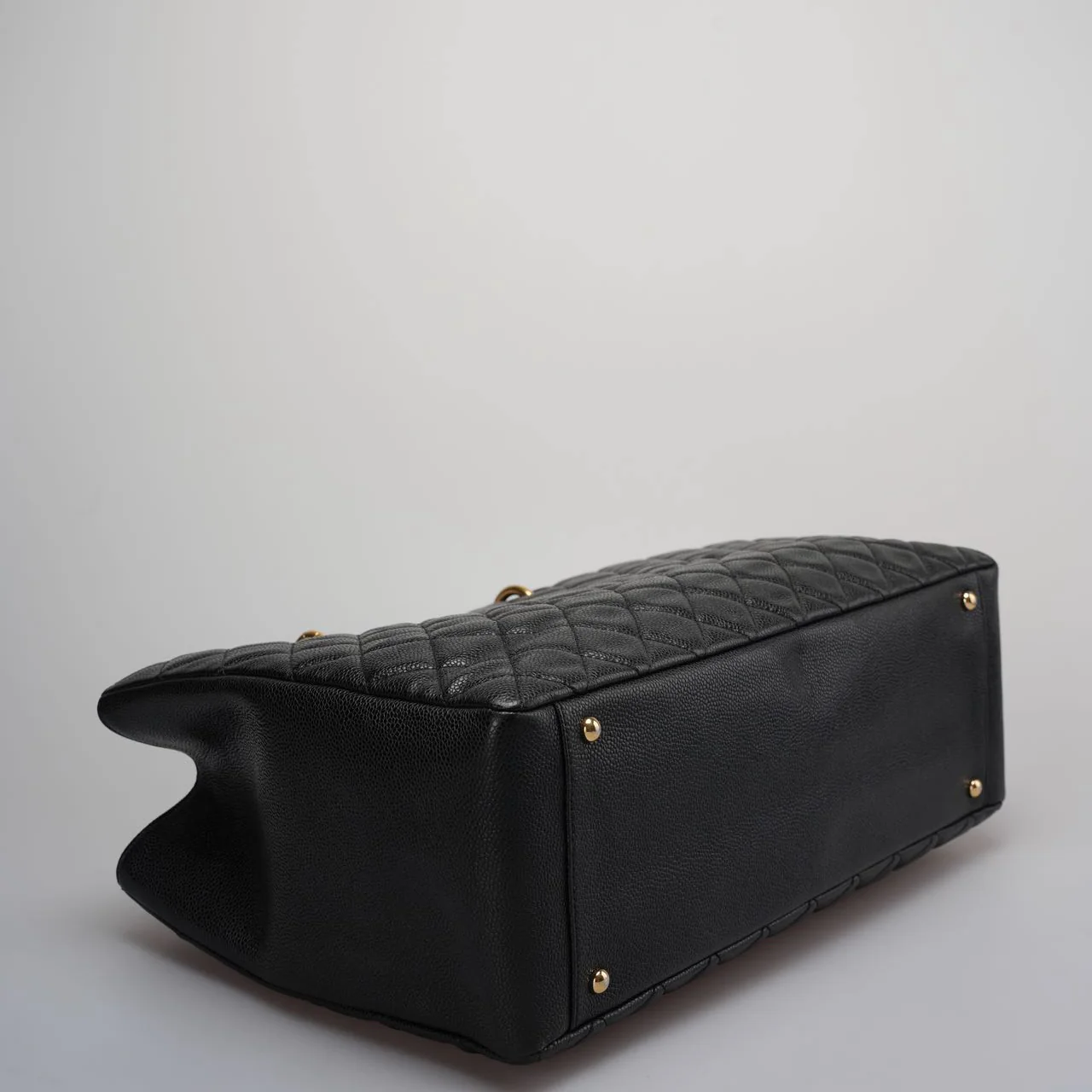 used-Chanel Large Grand Shopping Tote Black GST Bag in Caviar Leather with Gold Hardware-MILOURA