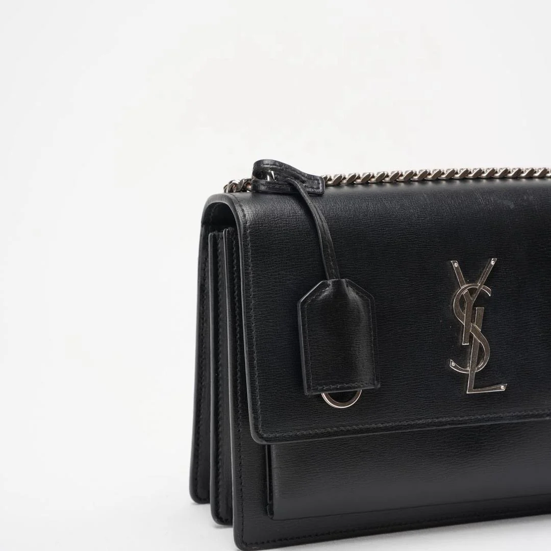 Saint Laurent Black Calfskin Medium Monogram Sunset