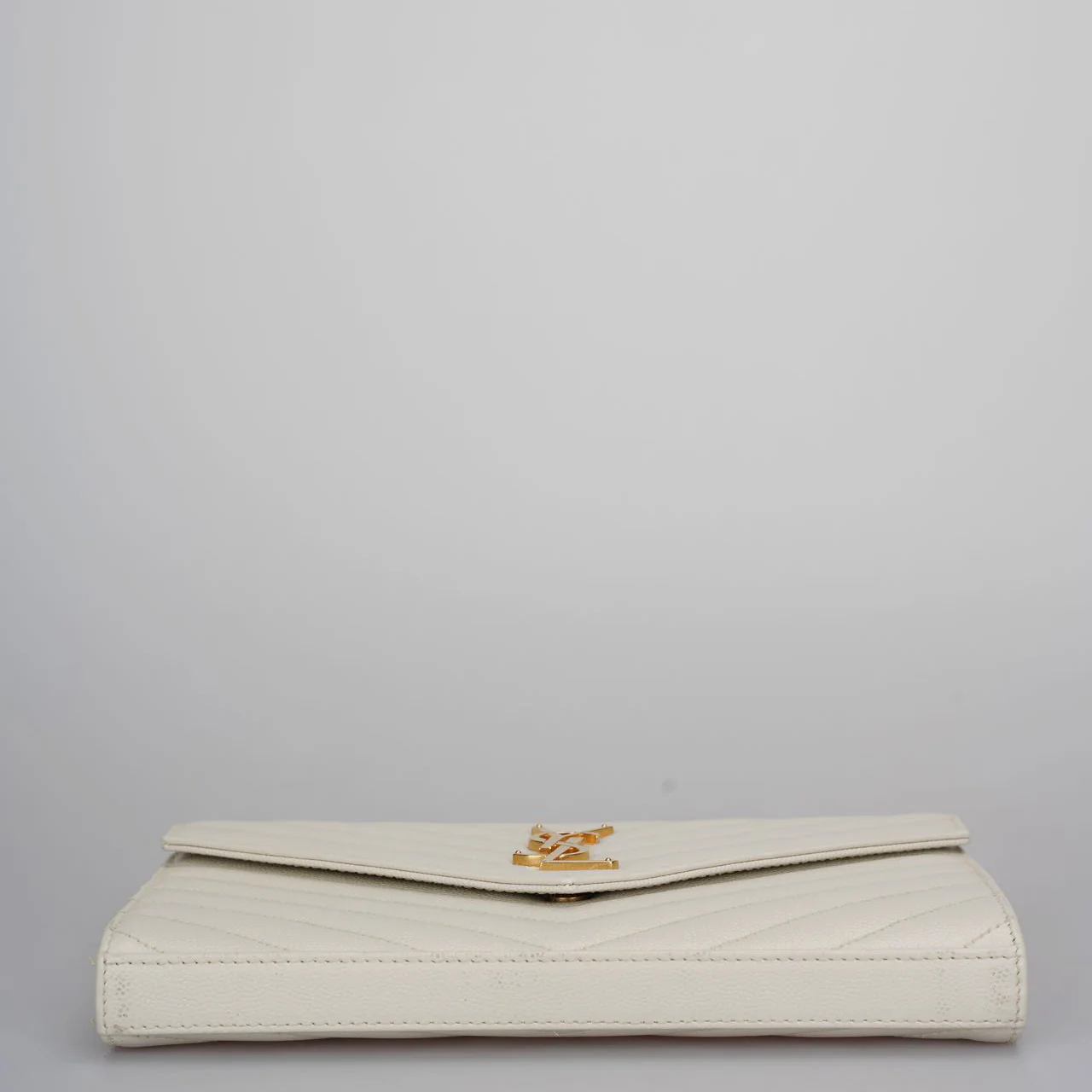 used-Saint Laurent Cassandre White Leather Envelope Wallet On Chain-MILOURA